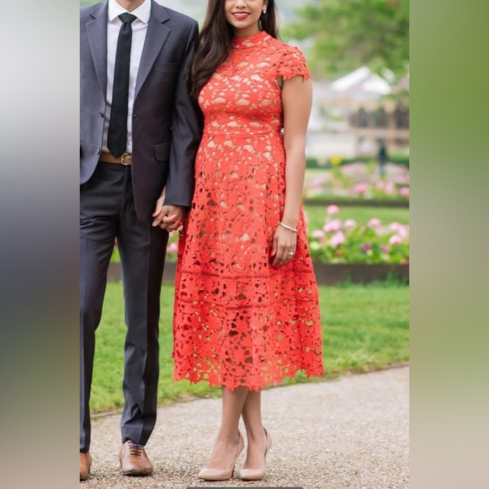 Misguided Red Midi Dress